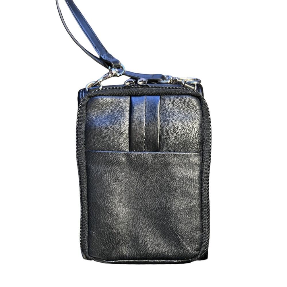 Travelon Leather Crossbody Purse Black Credit Card Belt Loop Boarding Pass Slot - Picture 7 of 16